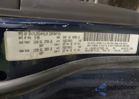 1999 Jeep Grand Cherokee Laredo из США, поврежденный, VIN 1J4GW58S1XC779363